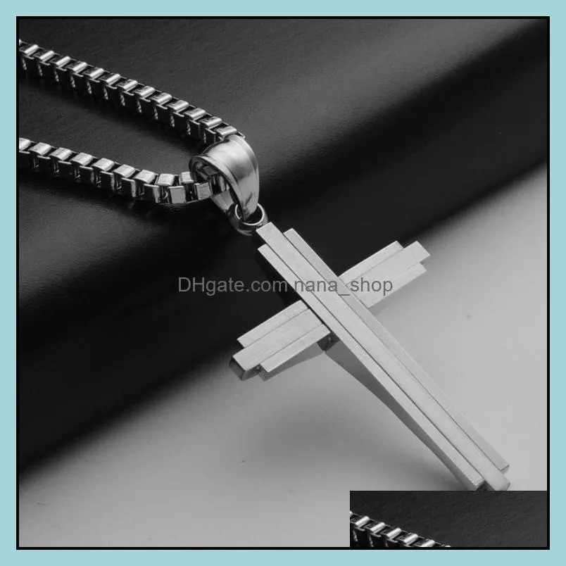 Stainless Steel Chain Necklace For Men Female US Religious Cross Necklace Long Choker Homme Hip Hop Jewelry Accessories