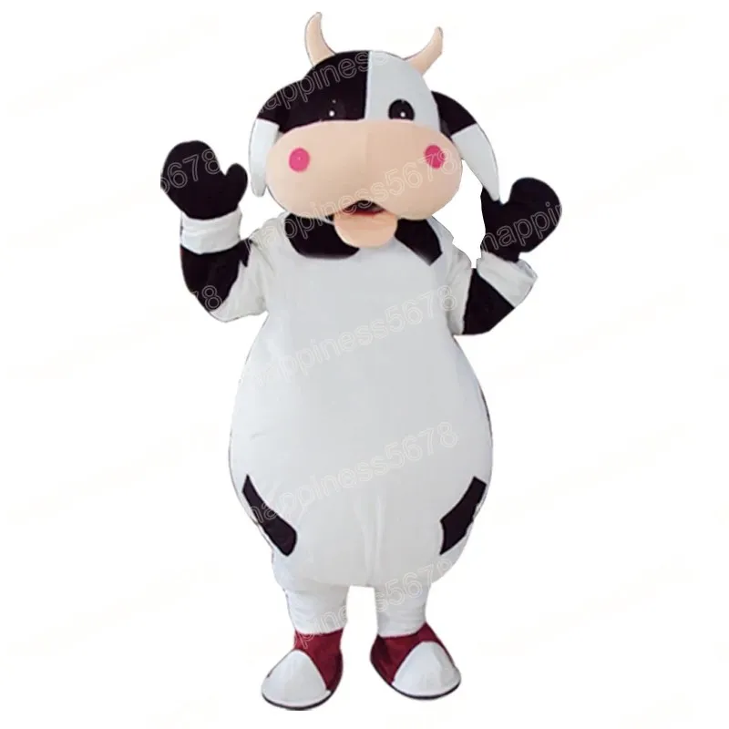 Disfraces de Mascota de vaca encantadora de actuación, trajes de personaje de dibujos animados de Navidad, traje de fiesta de cumpleaños, traje de exterior de Halloween