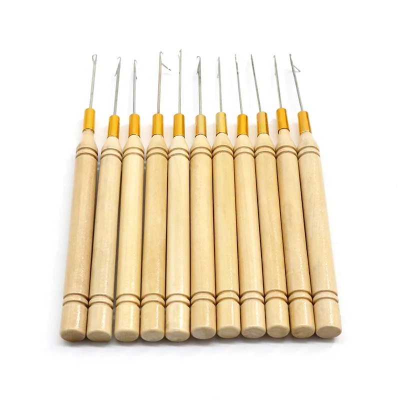 Set Di 6 Aghi Uncinetto Per Dreadlocks In Acciaio Inox Con Manico In Bambù, Più 2 Strumenti Di Bloccaggio, Dimensioni Da 0,5 A 1 Mm