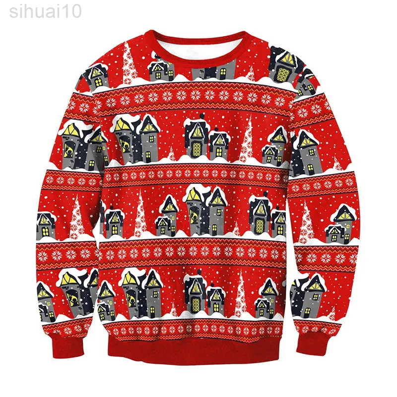 Men Dames herfst Winter Ugly Christmas Sweater 3d Nieuwheid Geprimeerd Grappige Kerst Sweatshirt Sweater Holiday Party Xmas Jumpers L220801