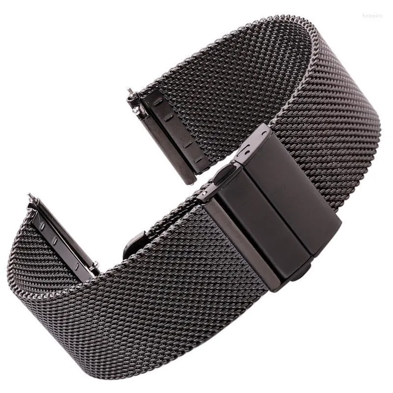 Cinturini per orologi Bracciale milanese in acciaio inossidabile Argento Nero Cinturino da uomo da donna 16mm - 24mm Cinturino in metallo Chiusura deployanteOrologio Hele22