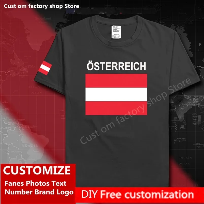 Österreich Land Flagge T-shirt DIY Custom Jersey Fans Name Nummer Marke Baumwolle T-shirts Lose Casual Sport T-shirt AT AUT 220616