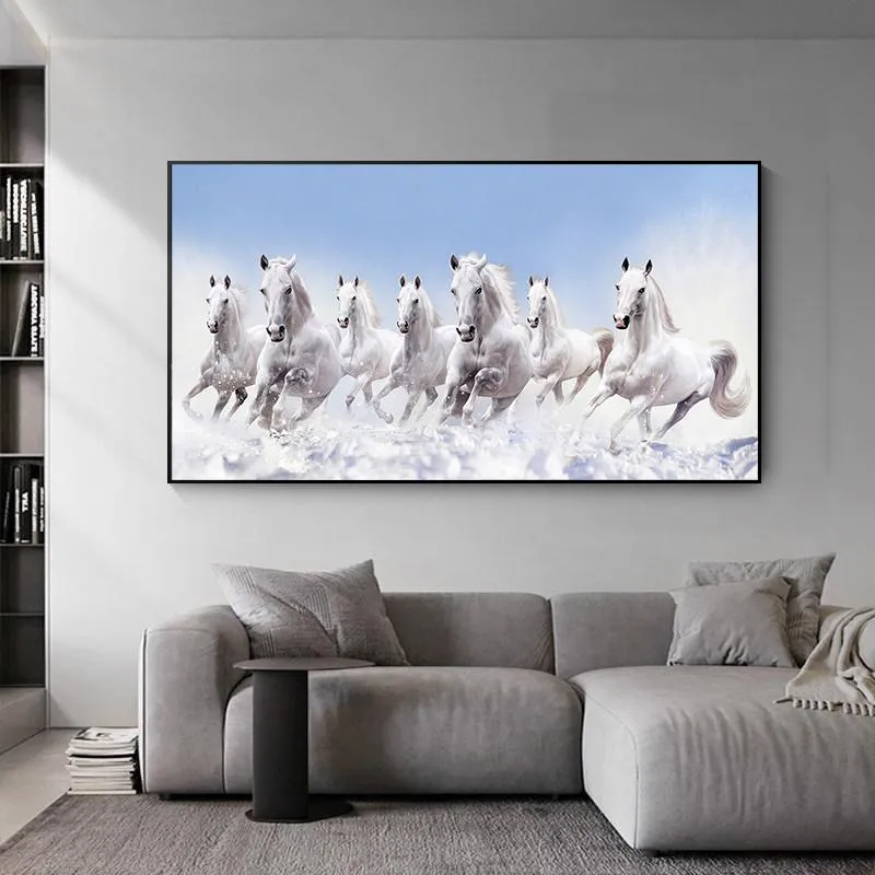 Gemälde Tierkunst sieben Pferde in der Sea Canvas Malerei Wandbilder Wohnzimmer Schlafzimmer moderne Wohnkultur