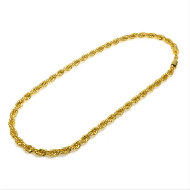 10Mm Thick 76Cm Long Rope Twisted Chain 24K Gold Plated Hip Hop Twisted Heavy Necklace For Mens