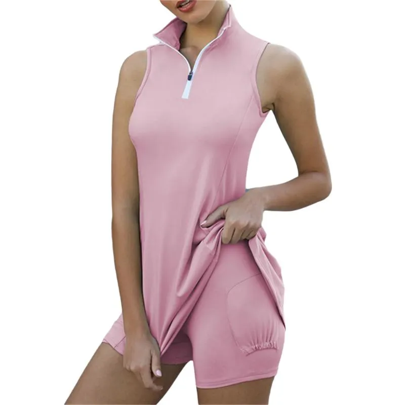 Vêtements de sport Foohoostore Tennis Stretch Séchage rapide Golf Entraînement sportif Ensembles d'exercices Zipper Slim Jupe courte Shorts Costumes deux piècesGym