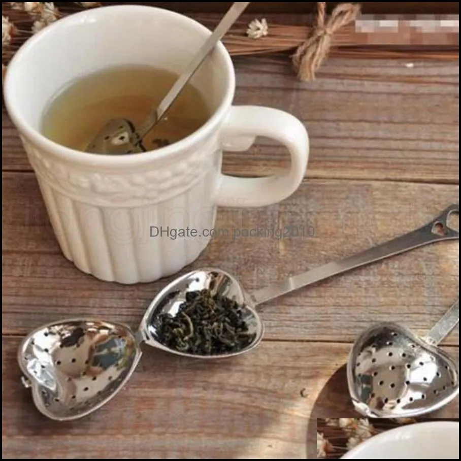 Heart Shape Stainless Steel Silver Tea Leaf Herbal Filter Infuser Spoon Strainer Practical Kitchen Tools RRA1855