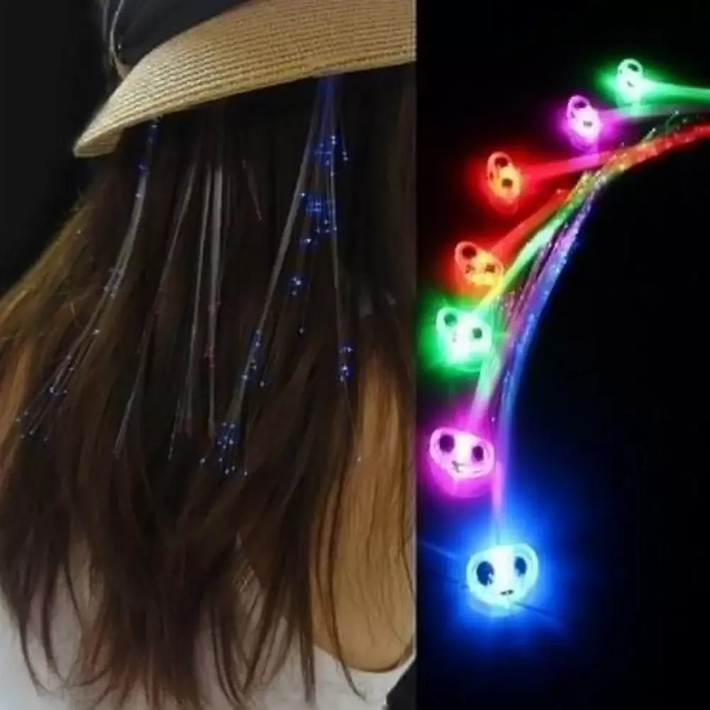 LED Light Up Braid Luminous Fiber Optic Hairpin Decor for Halloween Party Bar C0628x03