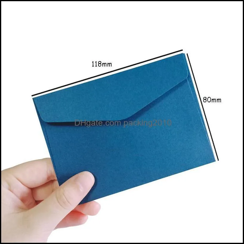 100pcs/lot Candy Kraft Paper 14 Colors Blank Envelopes Bank Card Envelopes Greeting Cards Mini Envelopes Members bbyMXe