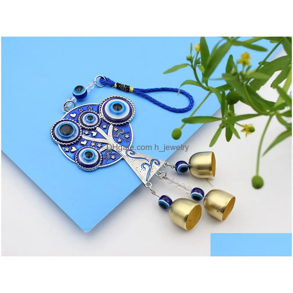 jewelry accessories tree of life enamel evil eye turkish style car pendant blue eyes bronze bells pendants