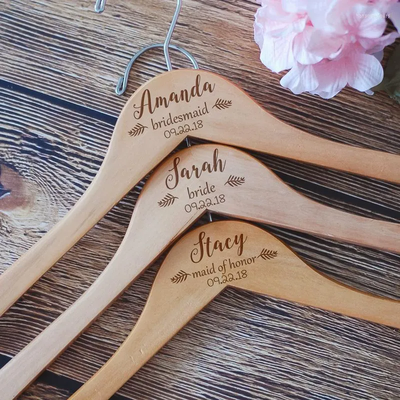 Hangers & Racks Custom Wedding Dress Personalized Bride Bridesmaid Gift For The Couple Her Matron Maid Of Honor Engraved Wood