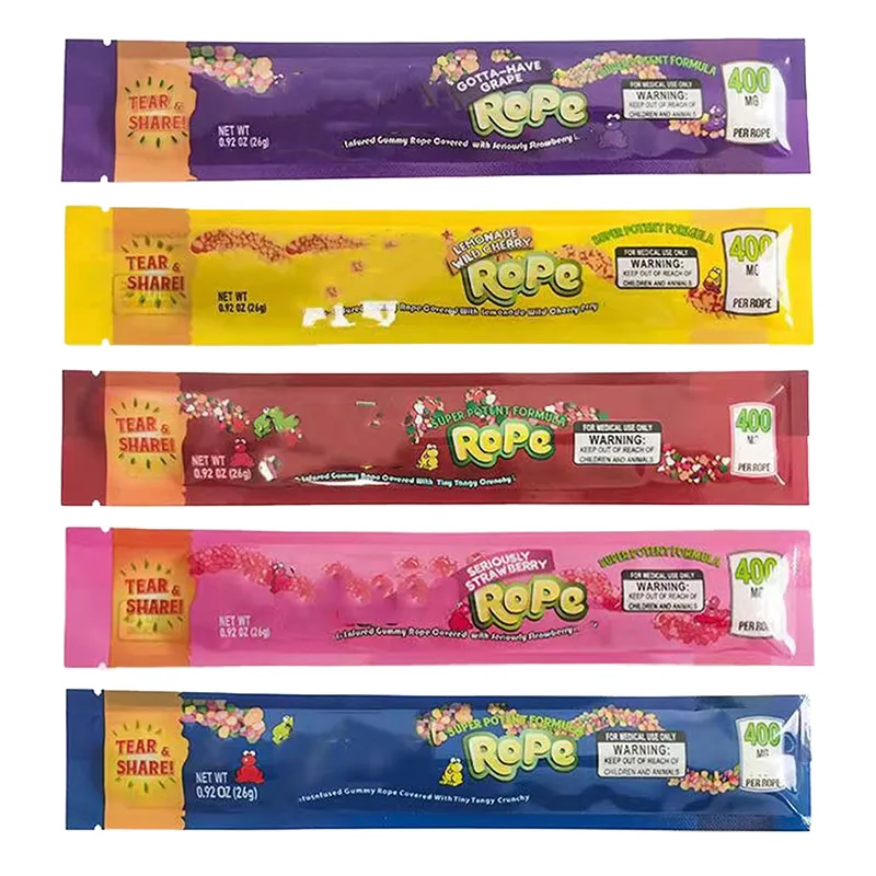 Wholesale Resealable Poly Bags Cola Medicated Edibles Gummy Rope Edible