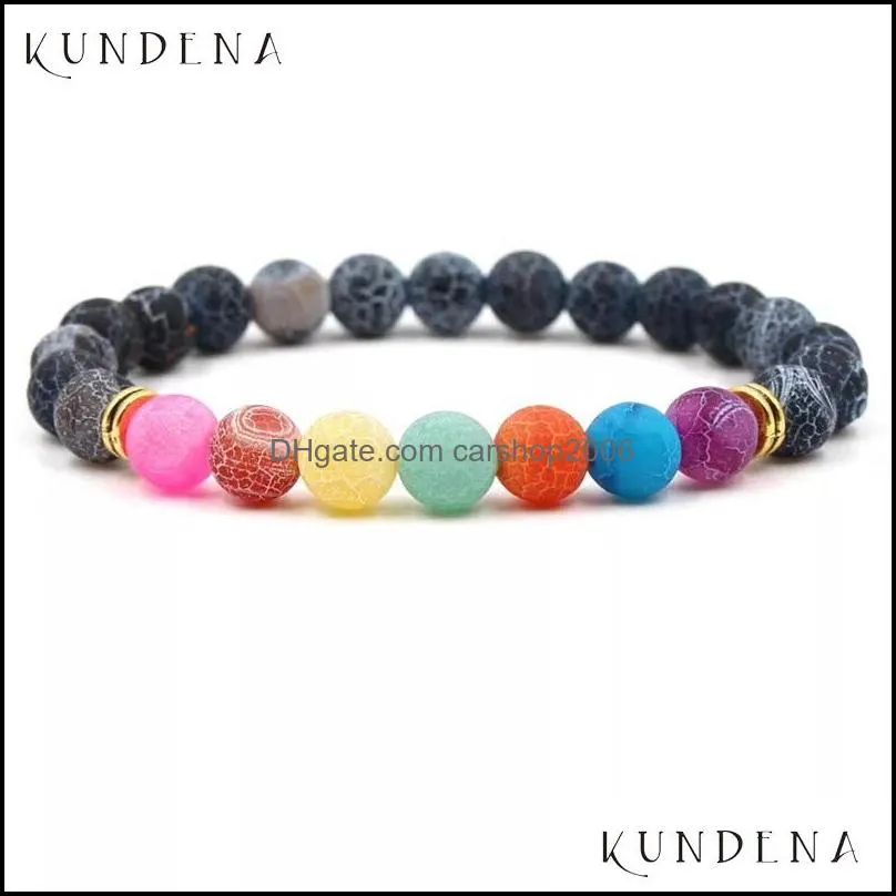 Tennis Unisex 7 Chakra Bracelet With Volcanic Lava Frosted Agates Wrists  Buddha Charm For Men And Women1