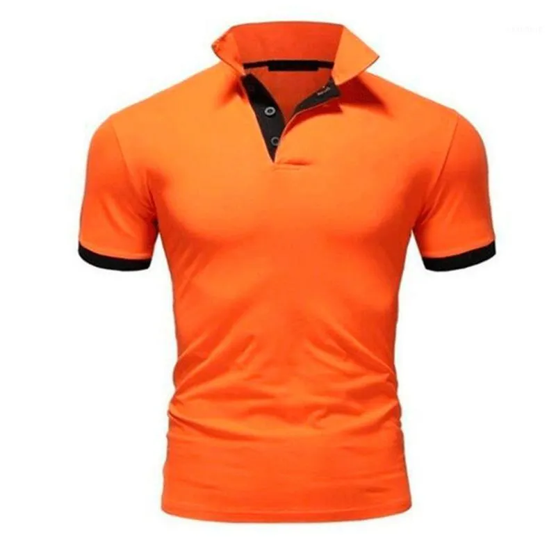 T-shirts van heren 2022 Merk Zomer T-shirt Revers Casual Short-Mouwen Stiksels voor Mannelijke Solid Color Pullover T-shirt