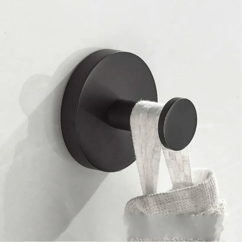 stainless steel black Matt hook wall mounted coat hanger Round boby bathroom accessories set modern vintage Y200108