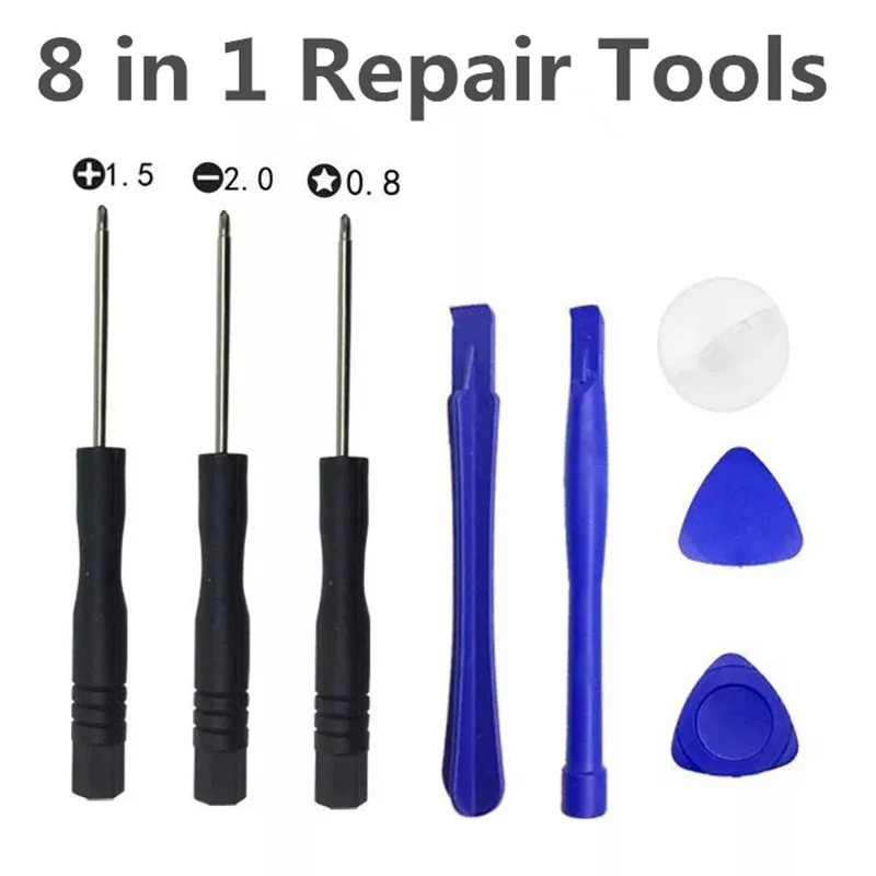 8 I 1 Reparation Pry Kit öppningsverktyg med 5 Point Star Pentalobe Torx skruvmejsel för Samsung Apple iPhone 4S 5 6 6S Plus