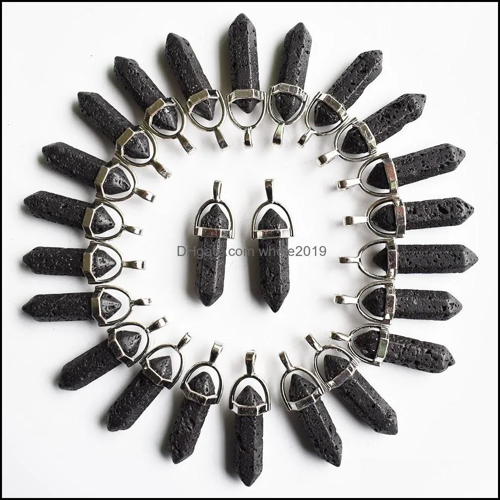 natural stone charms lava stone bullet shape charms point chakra pendants for jewelry necklace earrings making