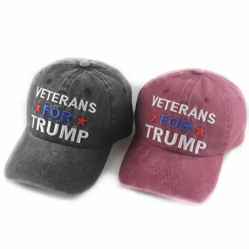 2024 Amerikaanse verkiezingsveteranen voor Trump Presidentiële hoeden Trump gewassen geborduurde verstelbare honkbalkap inventaris Groothandel