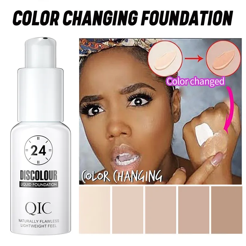 30 ml Flüssige Foundation, magische Farbwechsel-Gesichts-Concealer-Creme-Basis-Make-up, wasserdichte, vollständig abdeckende Foundation-Kosmetik