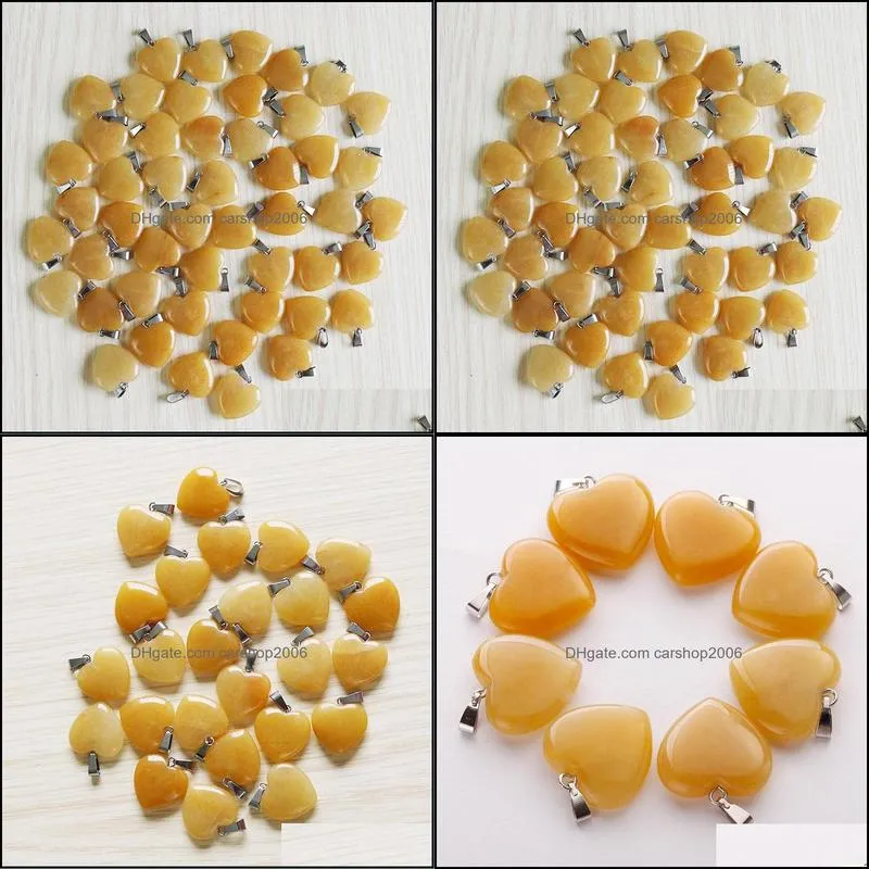 charms natural yellow jades stone love heart bead pendants 20mm for necklace jewelry marking woman wholesale