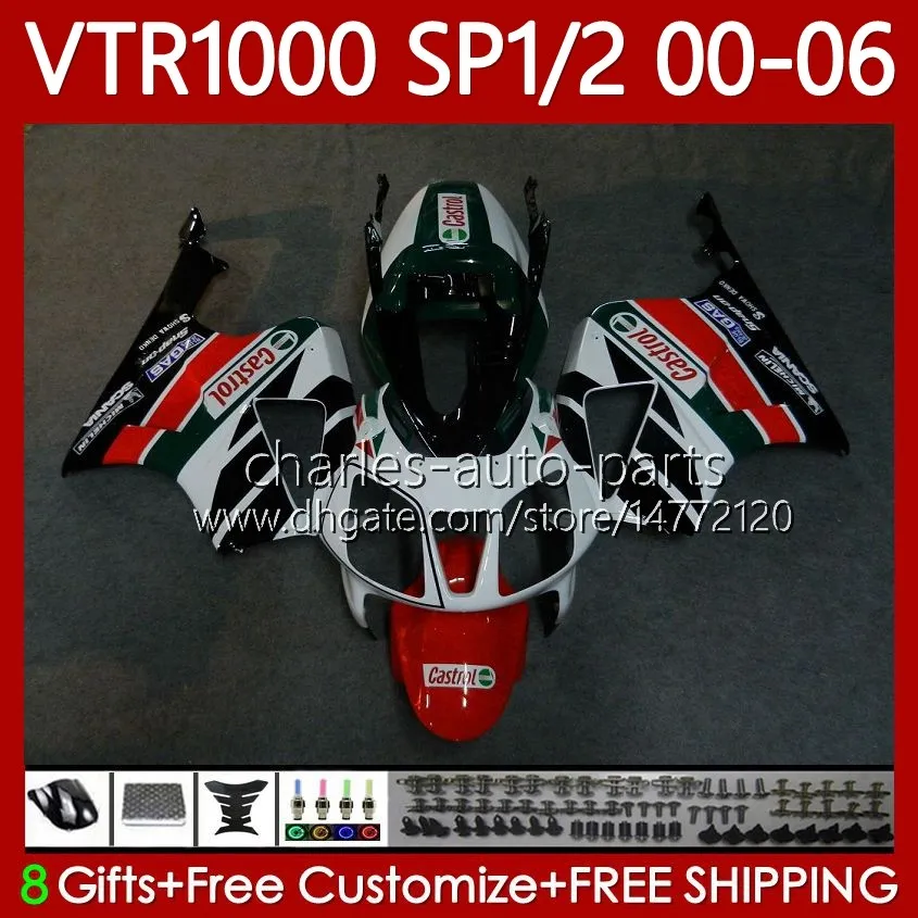 Honda VTR 1000 RTV1000 RC5100 01 02 03 04 05 06ホワイトブラックBodywork 123no.86 VTR 1000 2002 2002 2002 2002 2002 2006 VTR-1000 2000-2006フェアリング