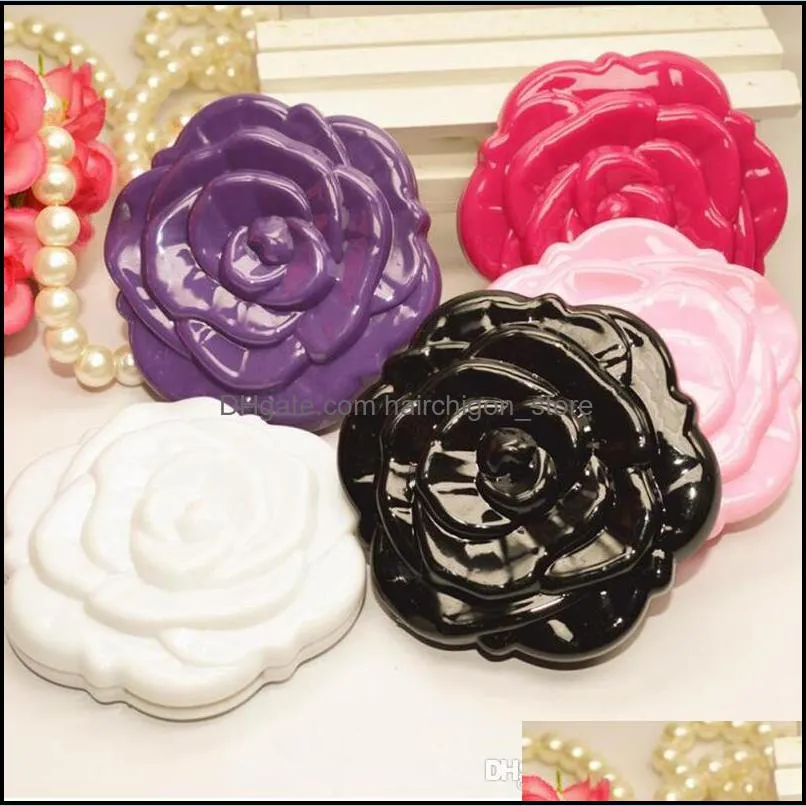 pocket mirror plastic portable rose flower shape compact mirror magic 3d double sided fold retro makeup mirrors