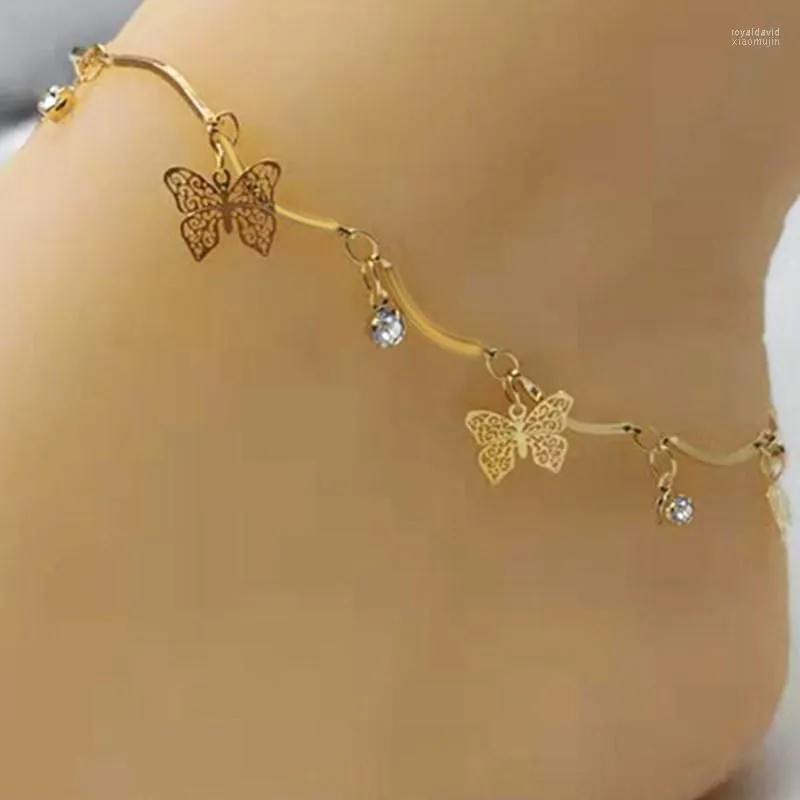 Anklets Wholesale Cute Fashion Jewelry Beautiful Butterfly Rhinestone Anklet for Women presenta Namour Charm Gift All Seasons Roya22