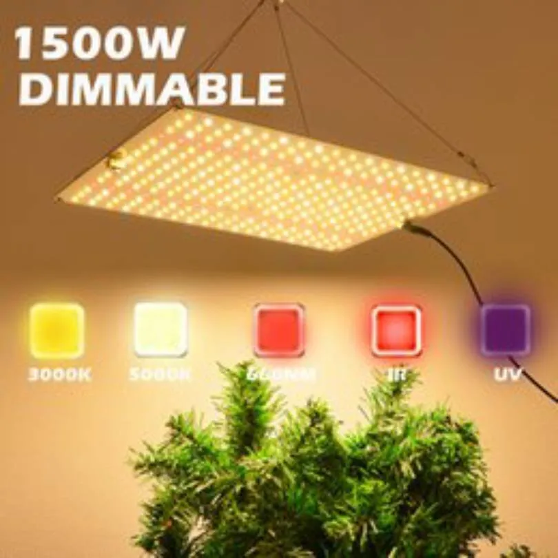 LED Grow Light Dimmable 600w 1200w 1500W Full Spectrum Growss Light Indoor Plants Coverage Sunlike High PPFD Plant Lighting Waterproof Grows Lamp for Greenhouse