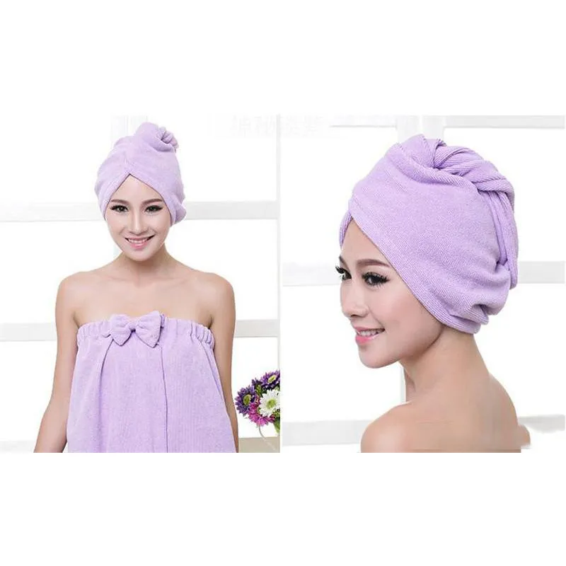 Hair Turban Towel Women Super Absorbent Shower Cap Quick-drying Microfiber Dry Bathroom Hairs Cotton 60*25cm