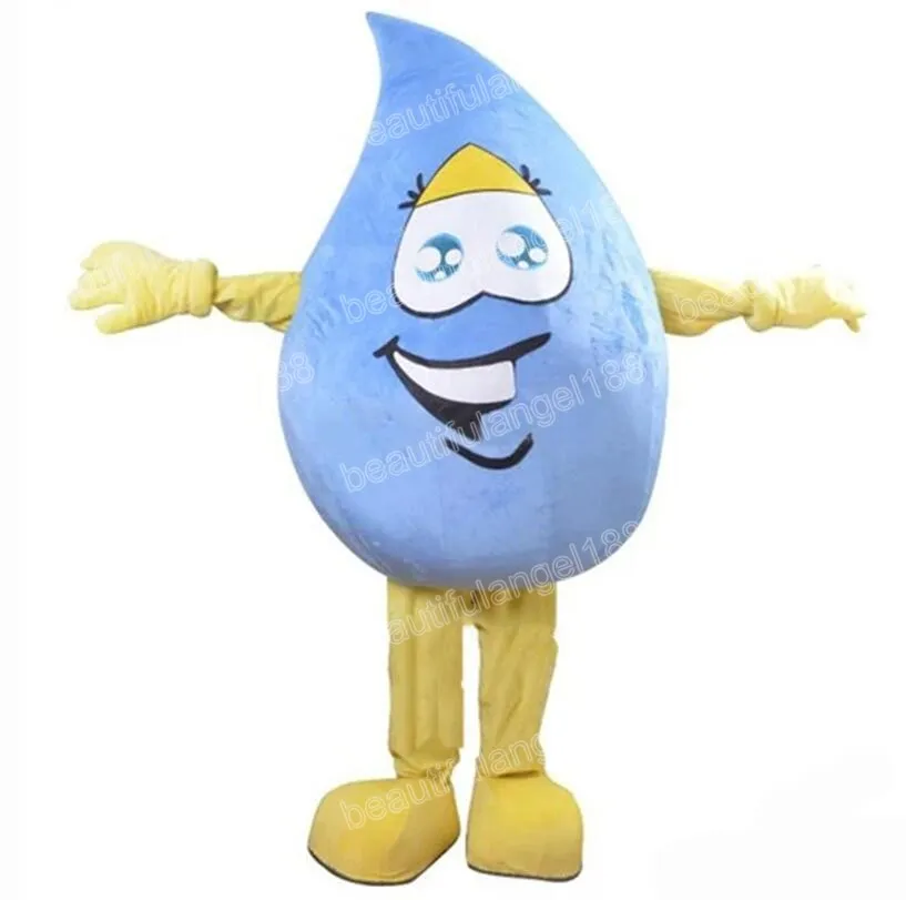 Halloween Blue Rain Drop Mascot Costume Top Quality Cartoon Plush Anime Theme Character Christmas Carnival Adults Birthday Party Fancy Outfit