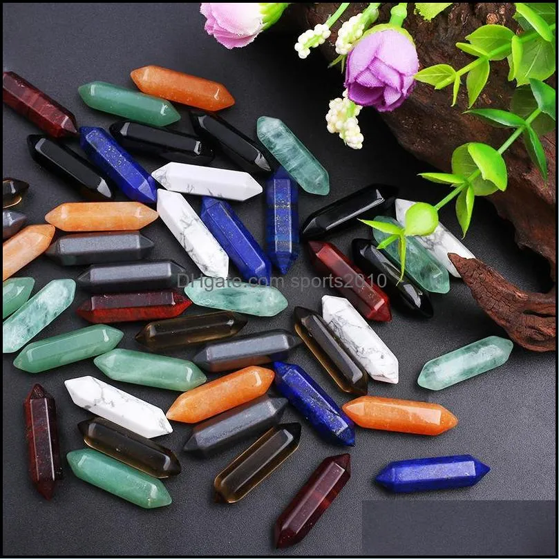 mix hexagon natural rose quartz turquoise stone naked stones decoration hand handle pieces diy pendant bauble accessories sports2010