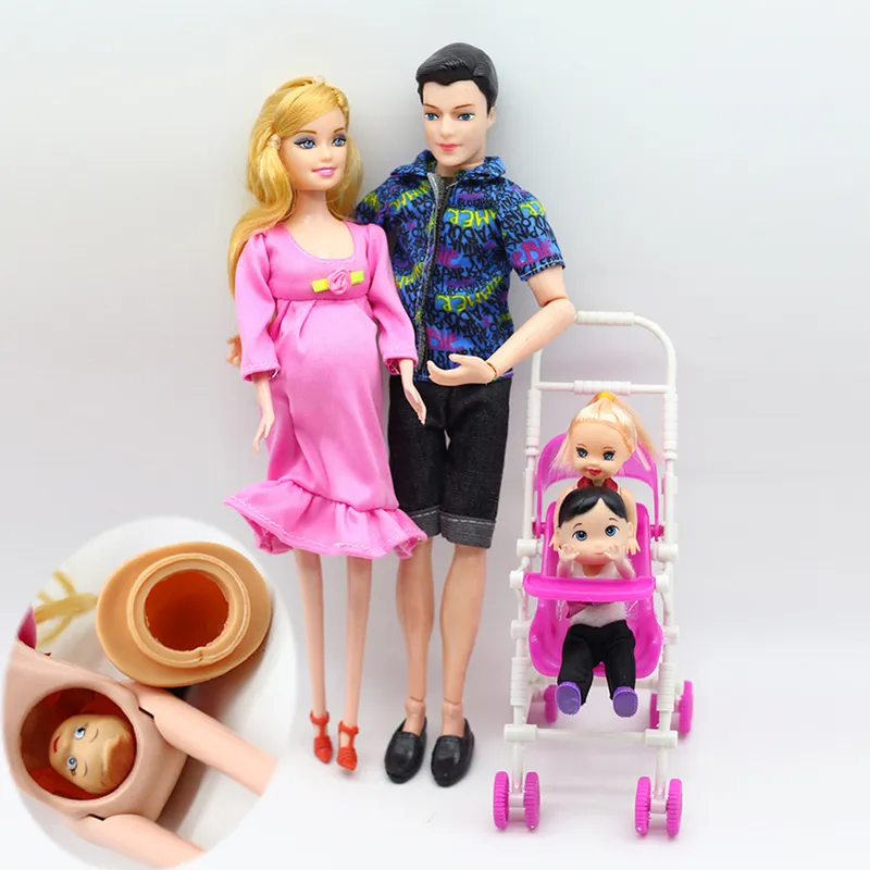 Happy Family Kit Toy Dolls Pregnant Babyborn Ken Wife With Mini Stroller Carriages For Baby Child Toys Girls Gift 220505 From 10 9 DHgate