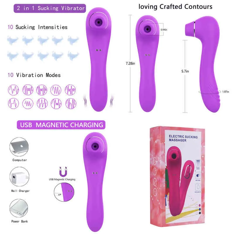 NXY VIBRADORES NOVAS MULHERES S MASTURBAÇÃO 10 FREQUÊNCIA SUCKING VIBRAÇÃO G PONTO G Stick Stick Charging Magnetic Bean 220610