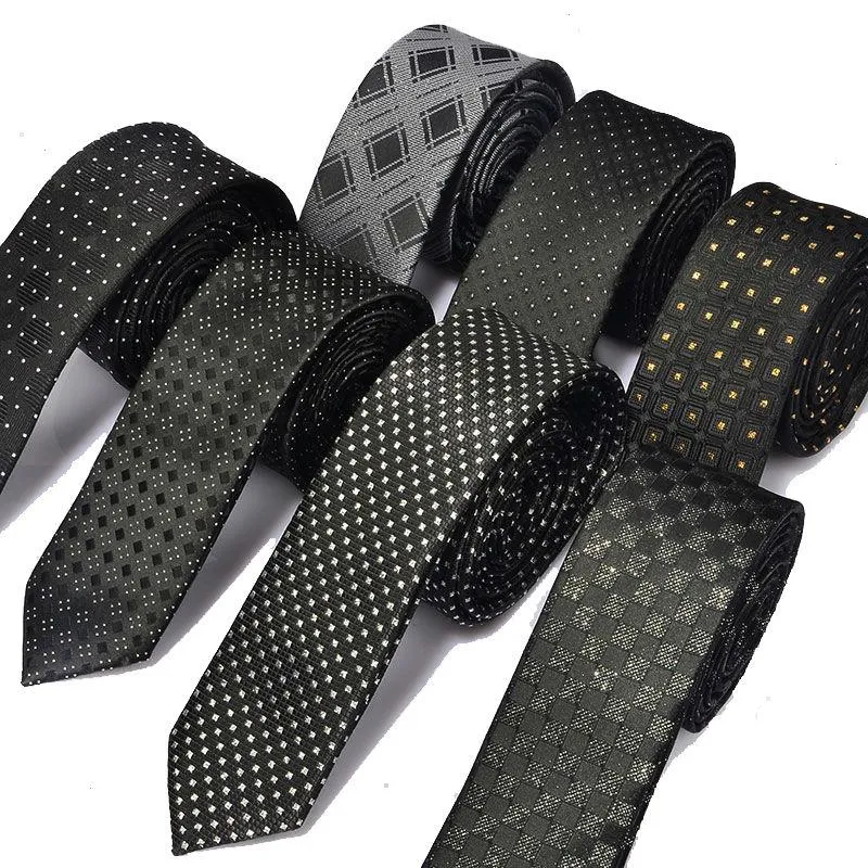 Mens Casual Slim Ties Classic Polyester Woven Party Neckties Fashion Plaid Dots Man Neck Tie For Wedding Business Male