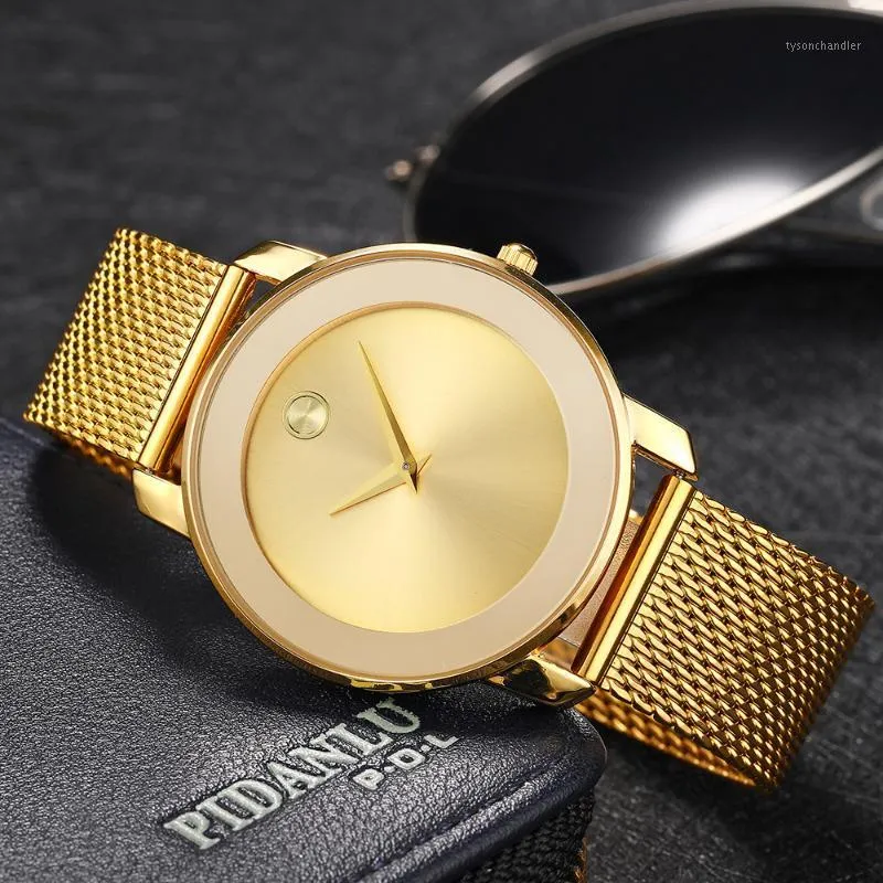 Kol saatleri Missfox 40mm Kadınlar Minimalist Ultra İnce Çelik Mesh Saat Moda Sıradan Su Geçirmez 18K Altın Bayanlar Kuvars Gözlü Kızlar