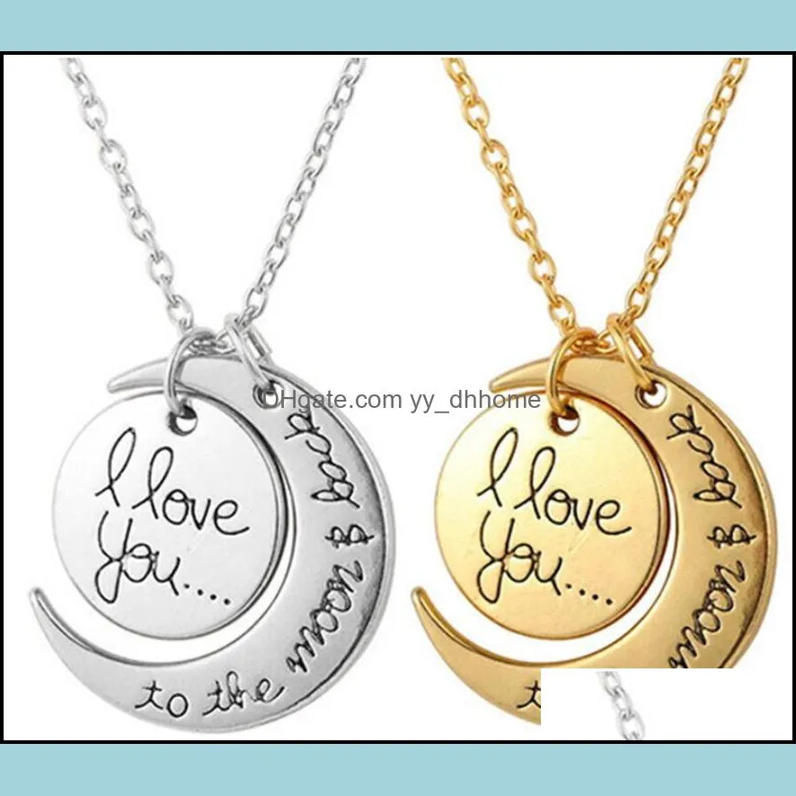 Moon Necklace I Love You To The Moon And Back For Mom Sister Family Pendant Necklaces Link Chain