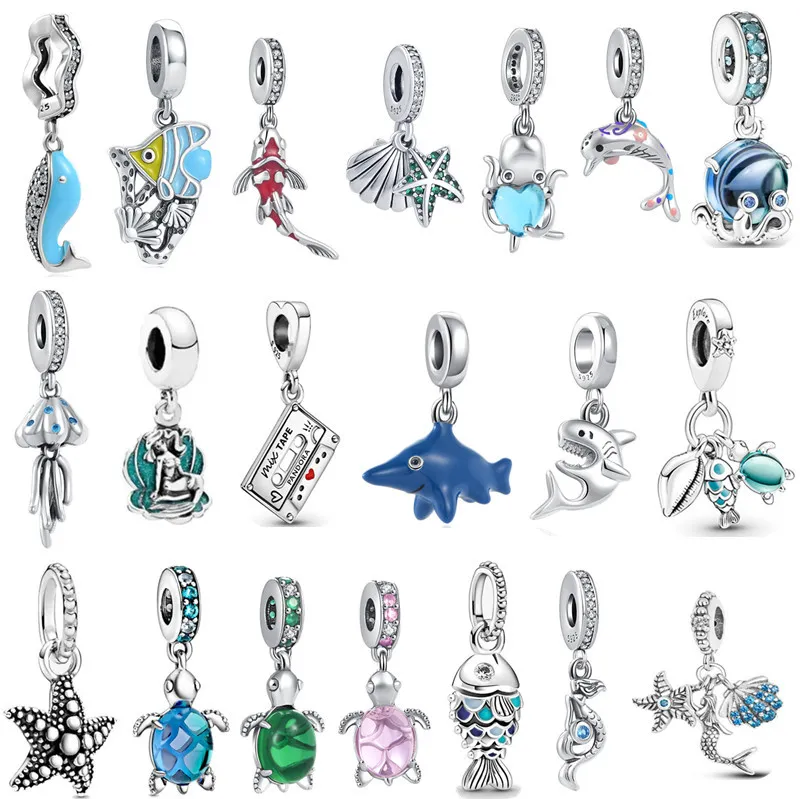 S925 Sterling Silver Charm Perles Lâches Perlées Filles Mode Populaire DIY Dauphin Baleine Original Fit Pandora Bracelet Pendentif Femmes Bijoux Cadeaux