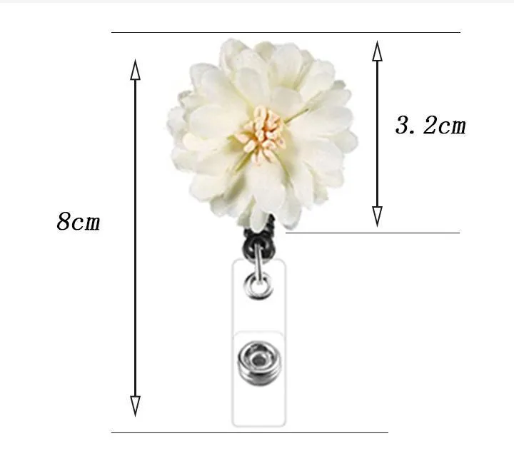 Retractable Flower Badge Reel Lanyard ID Card Files Badge Holder Ski Pass Multipurpose Key Chain Metal Anti-lost Clip School Office SN6220