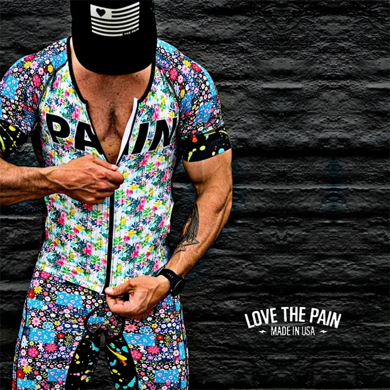 Love The Pain Man Skinsuit Triathlon Outfit Été Court Vélo Vélo Jersey Ensemble Vélo Vêtements Costume Ropa Ciclsimo 220624