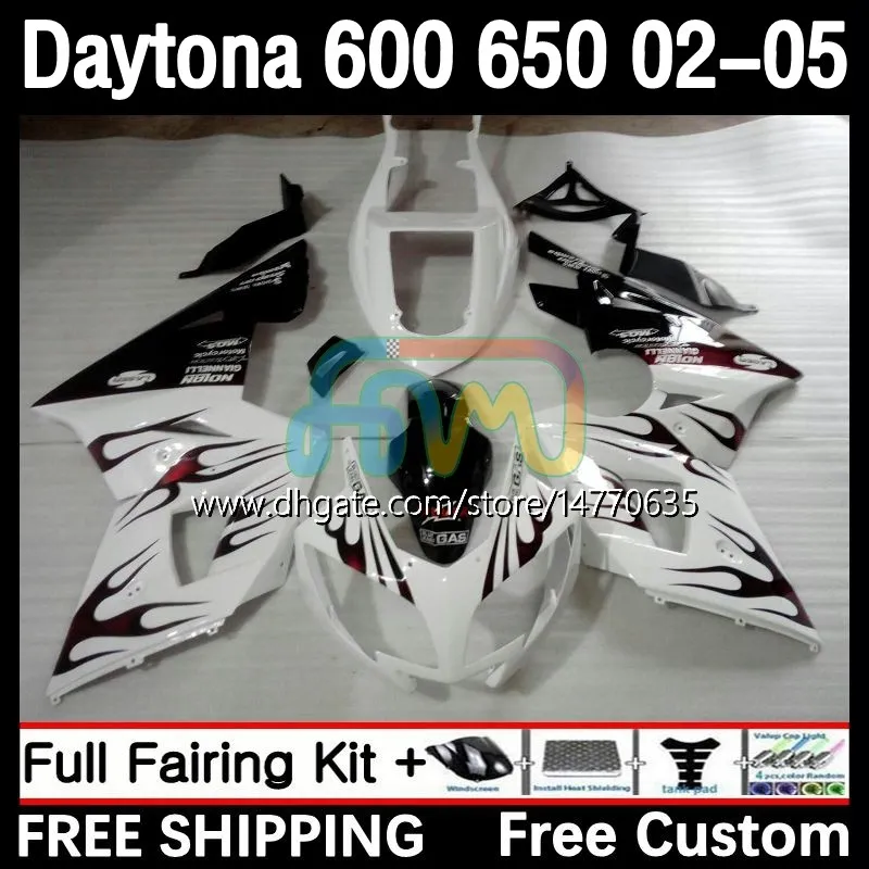 Kit de cadre pour Daytona 650 600 CC 02 03 04 05 Carrosserie 7DH.34 Capot Daytona 600 Daytona650 2002 2003 2004 2005 Corps Daytona600 02-05 Carénage de moto flammes rouges