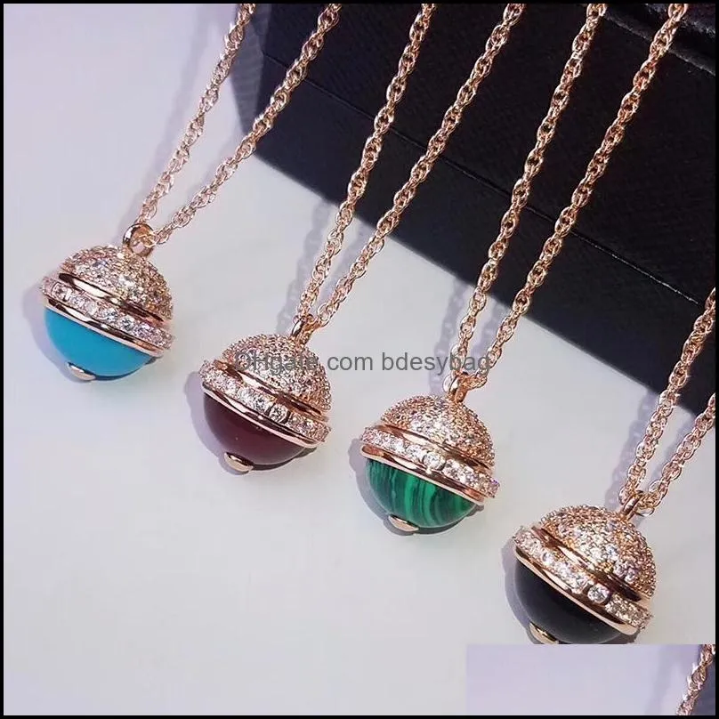 charms brand pure 925 sterling silver jewelry for women colorful ball pendant necklace stone party 45cm neckalcecharms