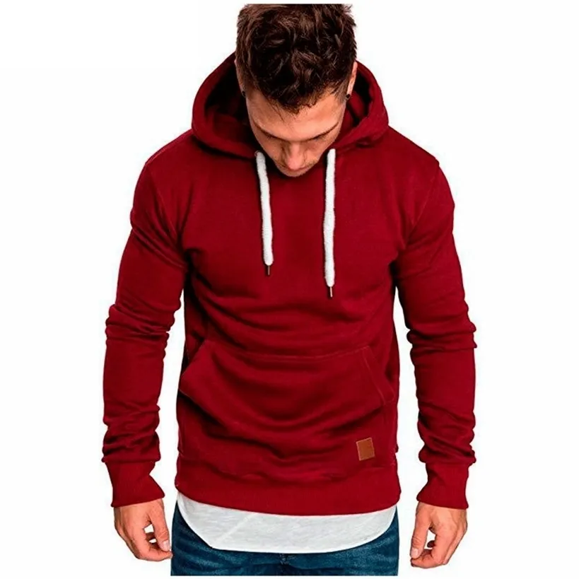 Sweatshirt Men Hoodies Brand Male Long Sleeve Solid Hoodie men Black Bed big size hombre sudaderas 220325