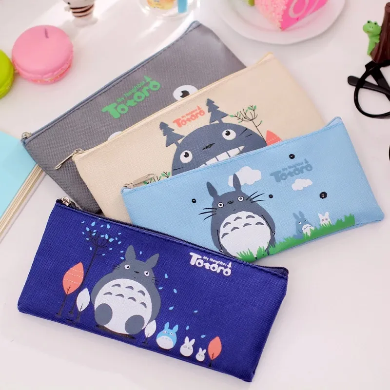 Bolsas de lápis CARTO KAWAII FATER LAPK CASE Adorável Cartoon Totoro Pen Sacos para crianças Presente Zakka Kawaii Stationaria Estuches Supplies