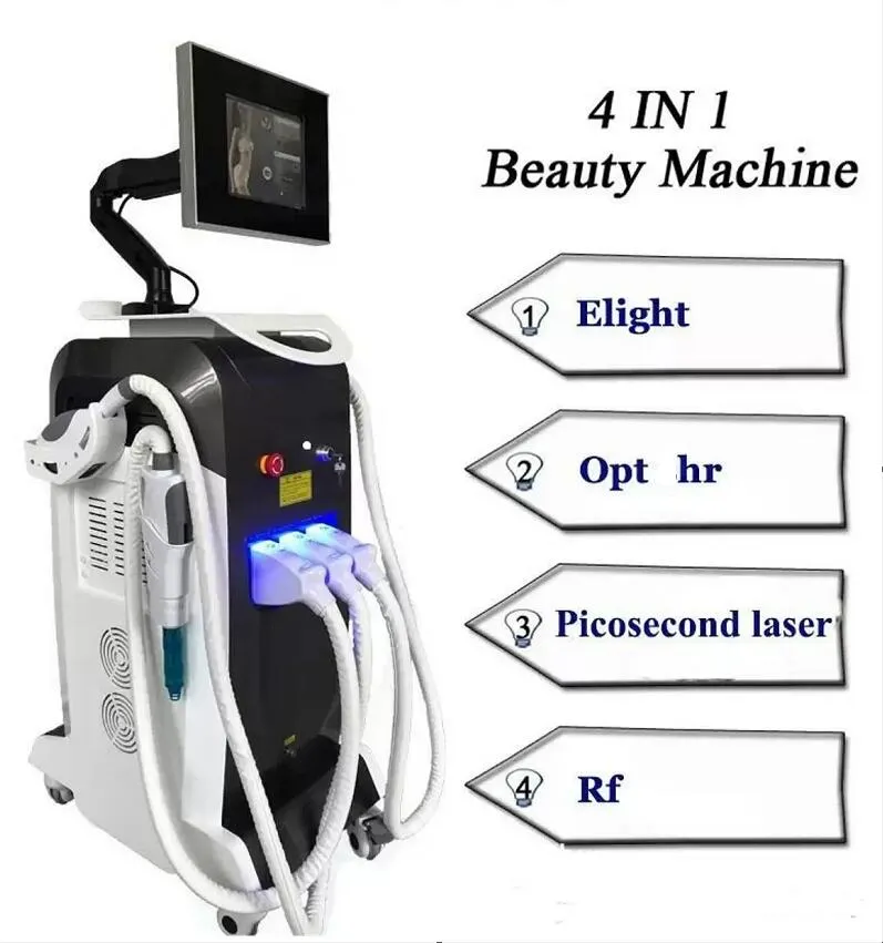 Doğrudan Etkili IPL Opt Hızlı Epilasyon Lazer Pico Q Anahtarı ND YAG 755 IPL Dövme Çıkma Radyo Frekansı Cilt Kaldırma Makineleri 3 Kulp Güzellik Makinesi