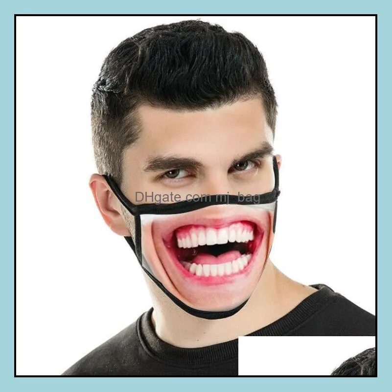 10pcs washable funny cartoon mouth mask anti dust pm2.5 cotton masks reusable fashion zwl