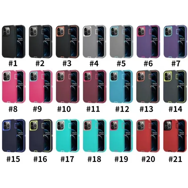 3IN1アーマーハイブリッド頑丈な携帯電話ケースiPhone 12 13 14 15 Pro Max Samsung S22 S21衝撃カバーのためのヘビーデューティー防御ケース
