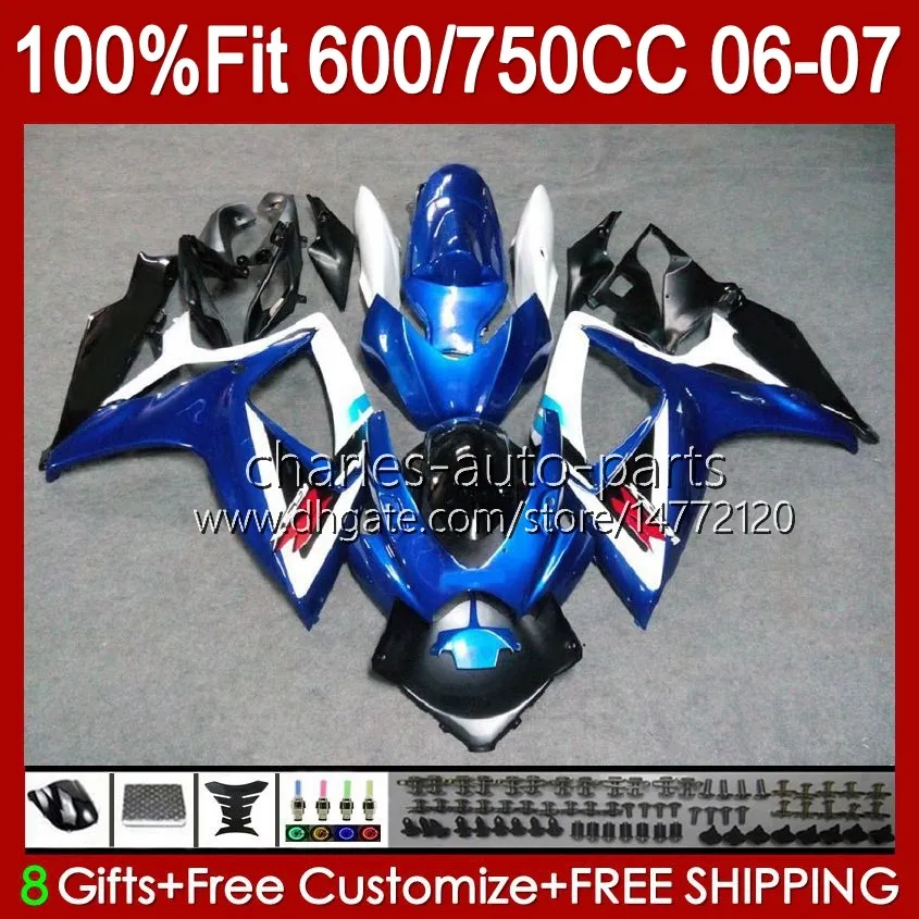 OEM Bodywork For SUZUKI GSXR 750CC 600CC 750 600 CC 06-07 Body 130No.73 GSXR600 GSXR750 K6 GSX-R750 06 07 GSXR-750 GSXR-600 2006 2007 Injection mold Fairing glossy blue