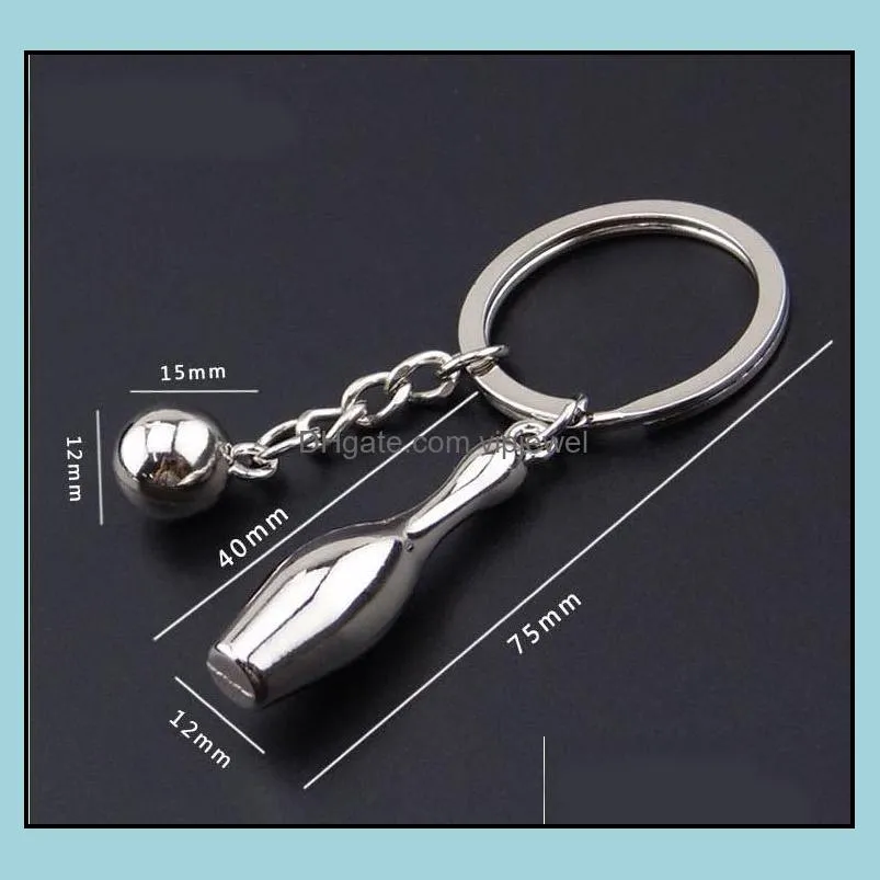 mini bowling key ring high quality souvenir metal keychain creative charm ball keyring keyfobs car pendant party gift d523l a