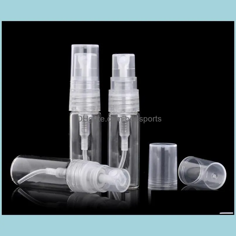 1000pcs Plastic Perfume Spray Empty Bottle 2ML 2G Refillable Sample Cosmetic Container Mini Small Round Atomizer For Lotion Skin Softer