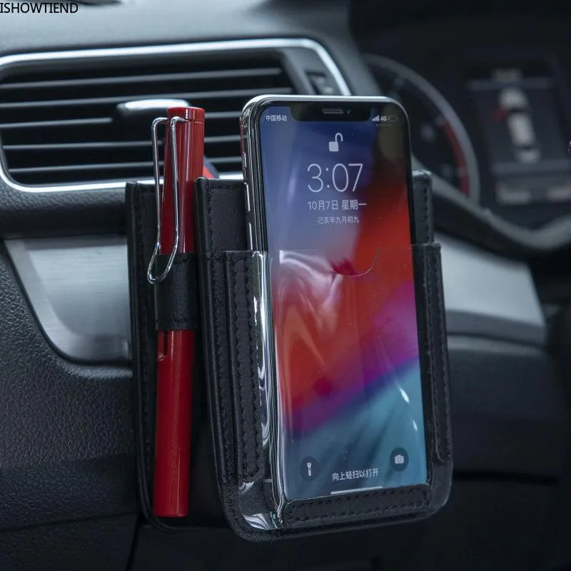 Auto Organizzatore Auto Auto Mobile Phone Storage Bag Sacchetto del veicolo Air Outlet Sigaretta Accendisigari Supporto Appeso in pelle artificiale