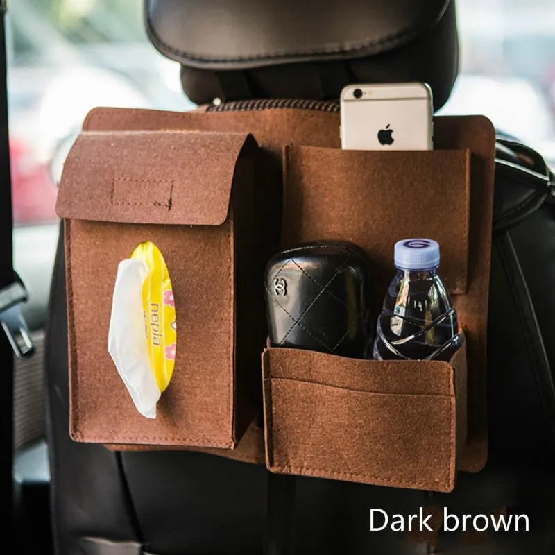 Car Organizer Vävnader Kartongfack Kartongmonterad Debris Storage Bag Back Pocket Enkel modell Premiumsäte